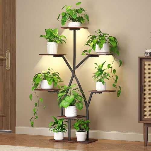 Quikraen 7-Tier Plant Stand Indoor with Grow Lights, 50 inches