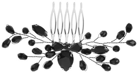 Healvian Eleganter Schwarzer Haarkamm Vintage Hochzeits Haarschmuck für Damen Klassisches Bridal Hair Accessory Leicht und Sicher Haltend für Braut und Hochzeitsfeier