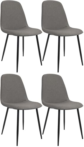 CLP Sedia da pranzo set di 4 imbottita Maryam, cucina, soggiorno e camera da letto con schienale, capacità 150 kg Colore grigio chiaro Materiale Stoffa