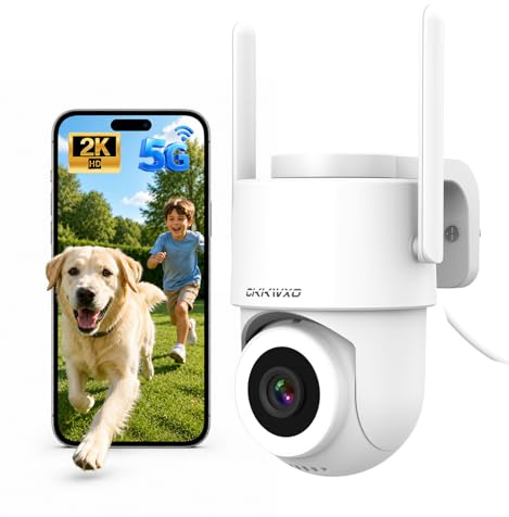 CiKiKWXO 2K Telecamera Wi-Fi Esterno, Videocamera Sorveglianza Esterno WiFi | 2.4/5GHz Telecamera WiFi Esterno con Visione Notturna，Auto-Tracking, Rilevamento Movimento，Audio Bidirezionale, Allarme, IP65