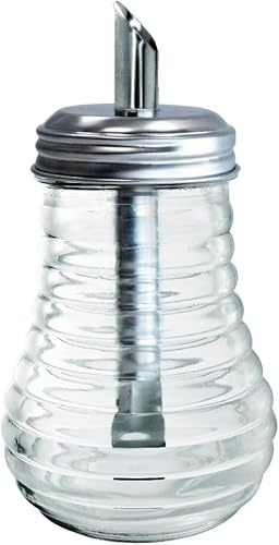 NERTHUS FIH 1369 Azucarero de Cristal con Tapón Dispensador - Diseño con Tubo para Fácil Dosificación, Ideal para Cocina o Cafetería (Paquete de 5)