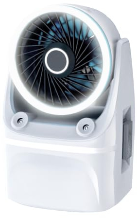 Enfriador Aire Portátil ICE JET. Ventilador Evaporativo que Enfría con Agua y Hielo. Frescor 8h. 3 Velocidades. Silencioso. Bajo consumo. Sin cables. Luz LED ambiental, 7 colores.
