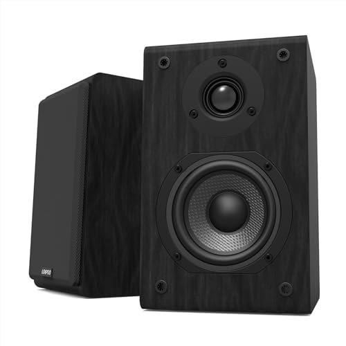 LONPOO LP-42 Coppia Diffusori da Scaffale Passivo - Hi-Fi Legno Altoparlante 75W RMS, Tweeter 1 & Woofer 4 in fibra di carbonio, 4-8 Ohm