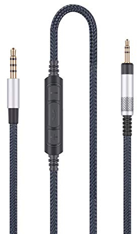 HanSnby Audio-Ersatzkabel, kompatibel mit Bose QC25, QC35 II, QC35 Kopfhörer, Audiokabel mit Inline-Mikrofon und ferngesteuerter Lautstärkeregelung