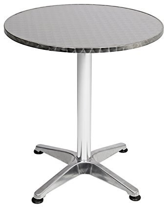 FineHome Bistrostehtisch Terrassentisch Balkontisch Bistrotisch Gartentisch klappbar höhenverstellbar Silber rund Ø60cm H70/110cm