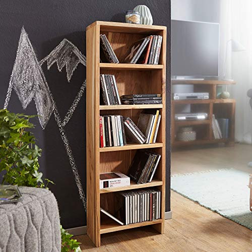 KADIMA DESIGN CD Regal Massivholz Akazie Standregal 90cm hoch Aufbewahrung 5 Fächer