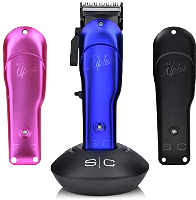 StyleCraft Absolute Alpha Professional Modular Cordless Hair Clipper, 3 Modular Lids, Black Diamond Carbon Faper Blade, USB, Charging Stand