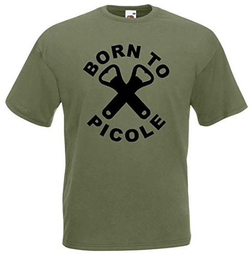 TOUTISHIRT T-Shirt Born to Picole - Humour Alcoolique Bistrot Bière Décapsuleur Whisky Pastis (XL)