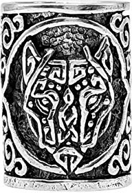81stgeneration 925 Sterling Silver Fenrir Hair Bead - Viking Wolf Braid and Beard Tube – Gothic Norse Hair Jewellery - Odin Ancient Symbol Cylinder Necklace Charm - Pagan Dreadlock Beads
