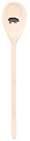 teemando®, Kochlöffel aus Holz mit Motiv Schwein, extra stabil, Naturprodukt: handgefertigt, unbehandelt, Rührlöffel aus Buche, oval 30 cm, das besondere Geschenk