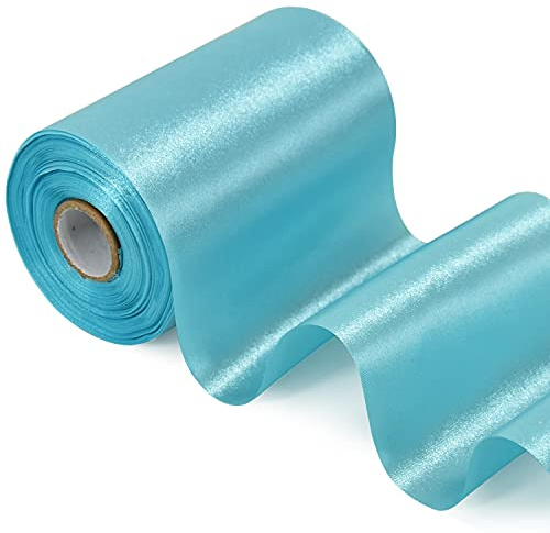 TONIFUL Breit Satinband Farbiges Stoffband für Geschenkband Öffnen des Schleifen Große Öffnung der Bänder Den Stuhl Hochzeit Party Dekoration Valentinstag Weihnachten-Himmelblau 10cm x 20m