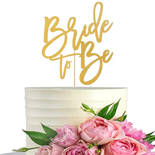 Bride to Be Cake Topper - Gold Glitter Bridal Shower Cake Decoration/Birdal Wedding Cake Decoration Supplies/Gold Engagement Cake Topper