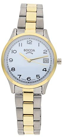 Boccia Bicolor Damen Armbanduhr mit Gehäuse aus Titan, in der Farbe: Silber/Gold, Armband aus: Titan, Gehäusedurchmesser: 31 mm, 3324-02