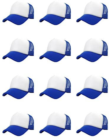OAKFARM 12 Pack Sublimation Hats for Men Blank Trucker Hats Bulk Snapback Mesh Women Baseball Caps DIY Custom Royal Blue