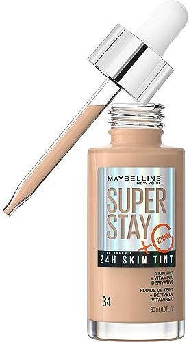 Maybelline Super Stay Skin Tint Foundation, With Vitamin C*, Foundation and Skincare, Long-Lasting up to 24H, Vegan Formula, Shade 34
