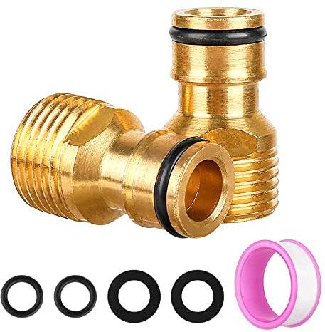 CoKeeSun 2 Pièces Laiton Universelle Raccords de Robinet, Raccord Tuyau d'Arrosage, Adaptateur Robinet Tuyau Arrosage, 1/2 en Laiton Filetage Mâle Tuyau Buse pour Robinet de Cuisine, Jardin