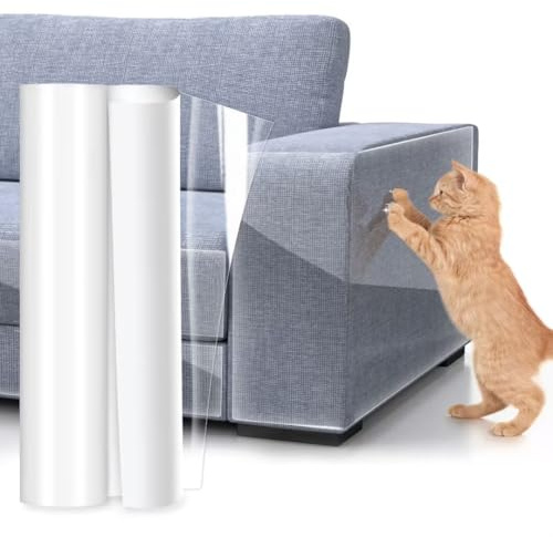 Uross Door Protector from Dog Scratching- 43CM X500CM Cat Scratch Furniture Protector, Dog Door Protector Scratch Guard, Transparent Self Anti-Scratch Cat Furniture Protector Tape for Window