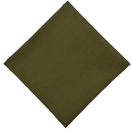 HankieWorld 100% Cotton Bandana 27x27 Large Solid Head Scarf for Men Women Thick Opaque Reusable Wrapping Cloth Gift & Lunch(Olive Green single)
