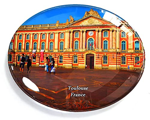 Aimant de réfrigérateur Toulouse France pour réfrigérateur, congélateur - Décoration ovale - En cristal - Tableau blanc