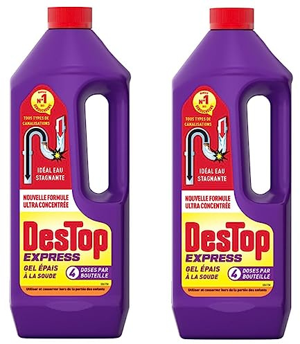 DESTOP Gel Express - Desatascador de desagüe, 2 x 4 latas, botella de 950 ml