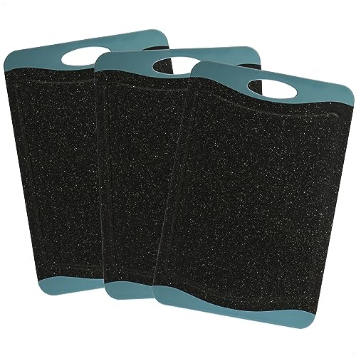 com-four® 3x Schneidebrett aus PP-Kunststoff - Küchenbrett mit Saftrinne - Robustes Hackbrett für die Küche - Schneidbrett spülmaschinenfest (03 Stück - Granitoptik)