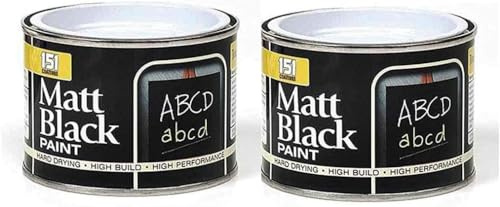 YSAMAX 2x 151 Coatings Black Matt Paint For Schools, Black Boards, Metal Surfaces, Non-Drip Matt Paints, Hard Drying, Hard Built, Interior And Exterior (Pack of 2, 180 ML)