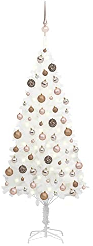 Camerina Künstlicher Weihnachtsbaum mit & Kugeln Weiß 120 cm Tannenbaum Mit Beleuchtung