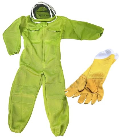 MZPOZB Imkeranzug Imker 3D Atmungsaktive Tuch Schutz Langarm Overall Handschuhe Anzug Extra Große Größe Bienenzucht Bee Farm Werkzeuge Liefert Imkerei-SchutzanzüGe (Color : 1set, Size : XXL)