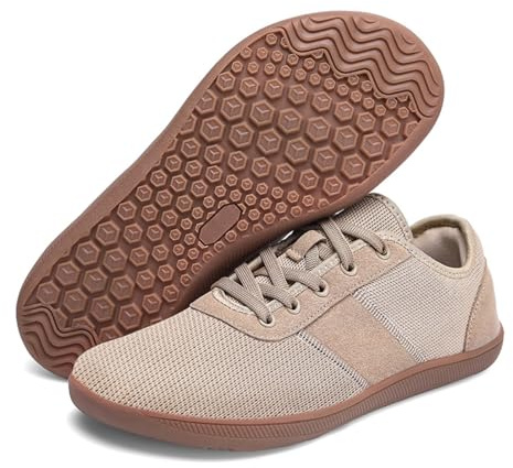 AONEGOLD Herr Barefoot Minimalistiska damskor barfota bred tå lätt halkfria sneakers ventilerande spår löpning promenadsneakers, 371 brun, 40 EU
