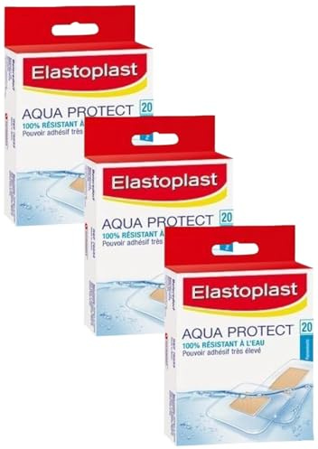 Elastoplast Aqua Protect Plasters - 20 Waterproof Plasters for Swimming/Bathing, Strong Adhesion, Flexible and Breathable