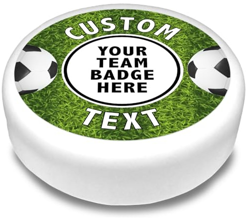 Cakeshop Round Personalised Edible Cake Topper With Grass Football Pitch Border | Personalise Custom Image & Name | For Birthdays & Celebrations | Multiple Shapes & Sizes | Icing & Wafer Paper Options