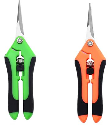 Skeadex Forbici professionali, ad alta resilienza, lame in acciaio inox, forbici da giardino per bonsai, piante, fiori, raccolto di frutta e verdura (2 pezzi)