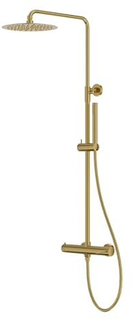 Lavita Orion Brushed Gold Duschset Duschen Komplette Dusche Duschgarnitur mit Regendusche Duschbrause Set Armatur Modernes Design
