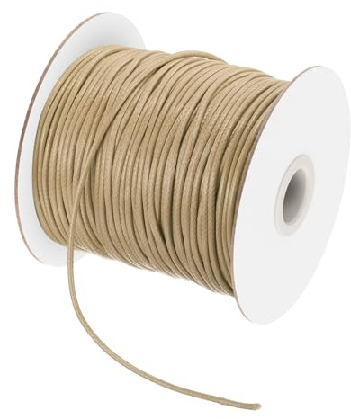 QUARKZMAN 3mm Cordoncino in Poliestere Cerato 44 Iarde Filo Cerato Cachi | per Creazione Bracciali Collane Perline Creazione Gioielli Artigianato, Fai Da Te
