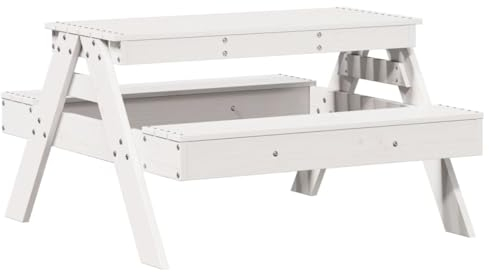 HETFTJN Table de tente à bière, table de camping, petite table d'appoint, table de pique-nique pour enfants, blanc, 88 x 97 x 52 cm, en bois de pin massif, pour salle à manger, jardin, balcon, cour
