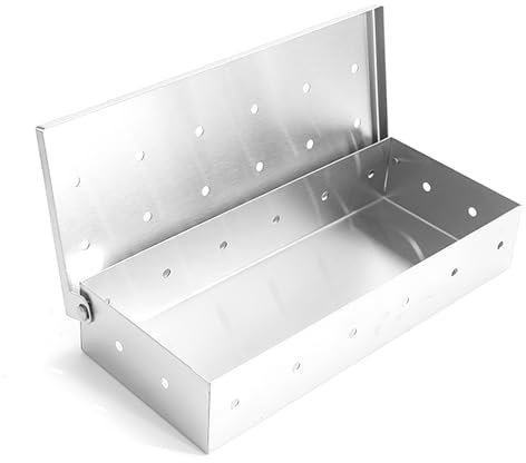 Xiciki BBQ Smoker Box, Stainless Steel Wood Chip Smoker Box for Gas, Charcoal & Electric Grills, Portable Grilling Accessories with Lid for Enhanced Smoky Flavor on Meat and Fish
