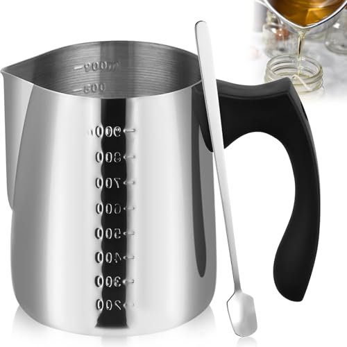 VAIAV Bagnomaria Cioccolato in Acciaio Inox 900ml Pentolino per Cera Candele con Cucchiaio