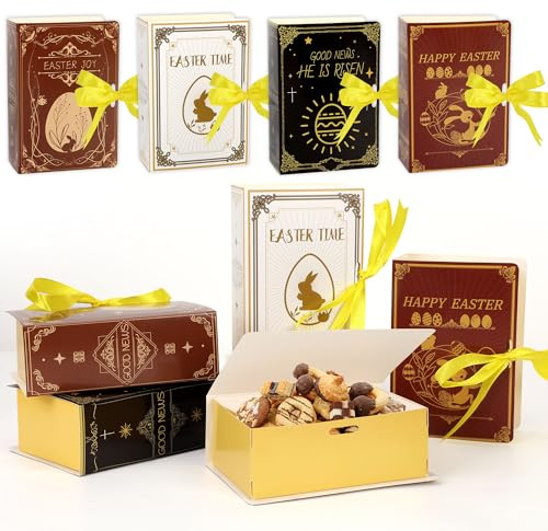 DPKOW 12 Pezzi di Scatole Regalo Pasqua a forma di Bibbia, Scatole di Cartone Pasquali fai da te, Scatole di Dolcetti Cioccolato Pasquali Religiose Forniture per Incartare i Regali di Pasqua