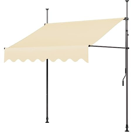 Tenda da sole con braccio articolato retrattile, con manovella, per protezione solare, altezza regolabile, ideale per terrazza, casa, giardino e balcone (beige, 200 cm)