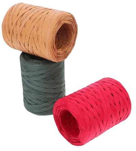 BEBEMOKO 3rolls Ribbon Raffia Ribbon for Crafts String Wrapping Supplies for Wrapping and Wedding Decorations
