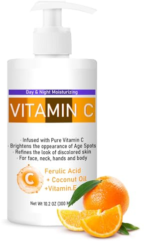 Large Vitamin C Creme, Intensive Anti Aging Gesichtscreme mit Vitamin E, Feuchtigkeitsspendende Tagespflege für Damen, Hautstraffende Skin Care Gegen Pigmentflecken & Falten, Damen Body Lotion