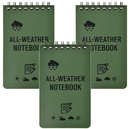 Confezione da 3 Block Notes Piccoli, Blocco Note per Tutte le Condizioni Atmosferiche, Taccuino Tascabile Impermeabile, Mini Blocco Note a Spirale, per Registrazione Attività All'aperto (verde)