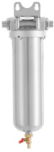 RjcdOPL Système de Filtration d'Eau sous Évier en Inox, Grand Débit 8000 L/H, Filtre à Double Couche 40µm, Pour Éliminer les Sédiments, Vers, Grosses Particules d'Impuretés