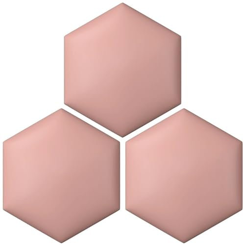 Wzmazingly 3D Wandpaneele Gepolstert, Packung mit 2/3/4, Wanddekoration Selbstklebend Hexagon Kollisionsschutz Kopfteil Wandkissen für Kinderzimmer, Wohnzimmer(Dark pink,20x23cm-3pcs)