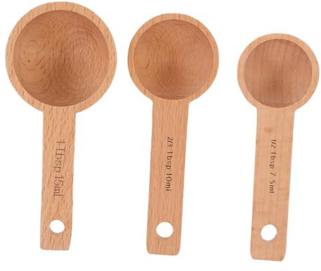 Alipis 3piezas Cucharas Medidoras De Madera Cuchara De Café Para Especias Molido Granos Versátil Para Cocina