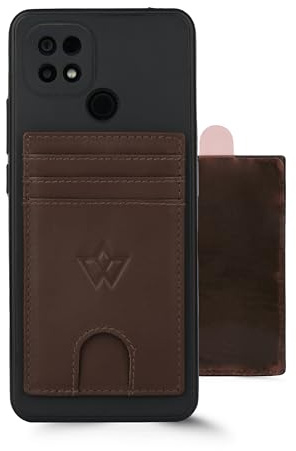 WASAMA Unisex Leather Stick-on Card Holder Colours Available | Multiple Card Slots, for iPhone or Android case | RFID Protection | The Handy (Plain, Dark Cocoa Brown, Regular 3 Card)