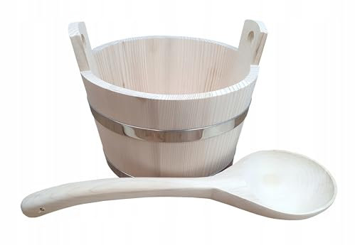 PEEWIT Ensemble de briques de sauna de 5 litres louche seau en acier en bois