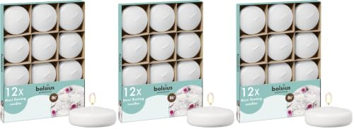 Bolsius - Maxi bougies flottantes, Blanc (Lot de 3)