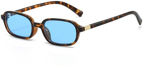 JCTAIFOO Retro Kleine Rechteckige Sonnenbrille für Damen und Herren, Vintage Schmalem Rahmen Quadratische Brille