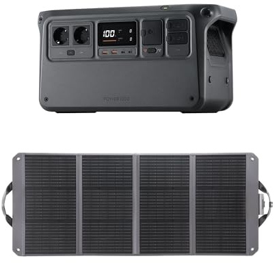 （Preparar adaptador MPPT por cuenta propia）Estación de energía portátil DJI Power 1000, 1024 Wh generador solar con 1×panel 120W, para camping/caravanas, carga rápida 70 min, 2200W potencia estable.
